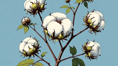 Cotton Plant Illustration with Pods