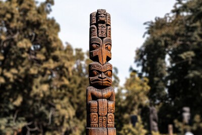 Totem Pole in Forest