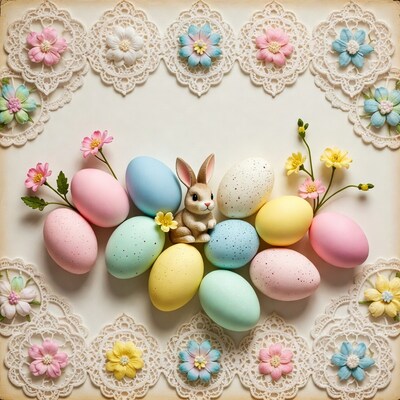 Easter Bunny with Colorful Eggs