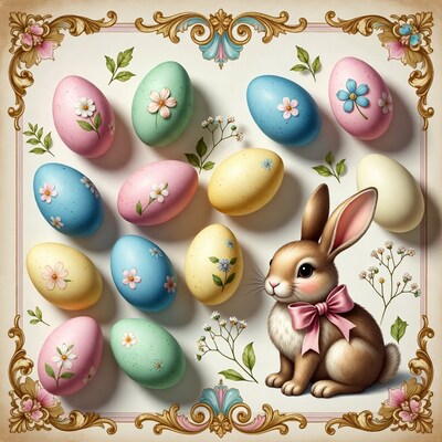 Easter Bunny with Colorful Eggs