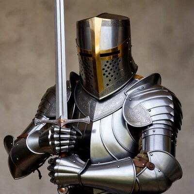 Knight Holding Sword in Armor