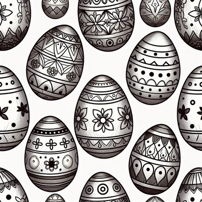 Decorated Easter Eggs Pattern Illustration