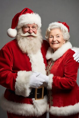 Santa Claus and Mrs. Claus smiling together