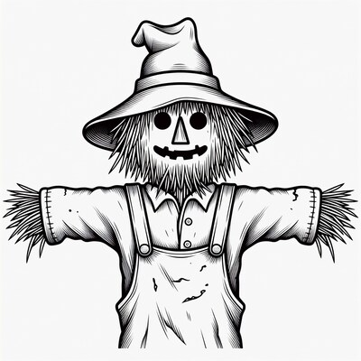 Scary Jack-o-Lantern Scarecrow Illustration