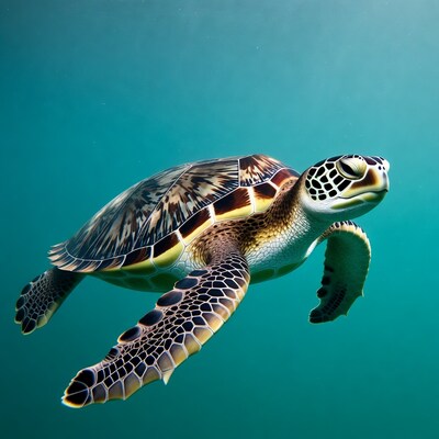 Green Sea Turtle Swimming Underwater