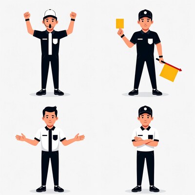 Cartoon referee poses illustration