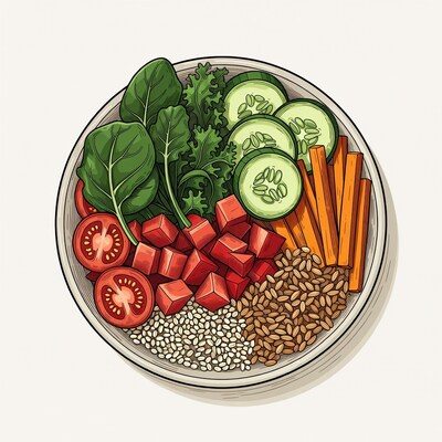 Vibrant Buddha Bowl Illustration