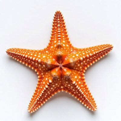 Orange starfish on white background
