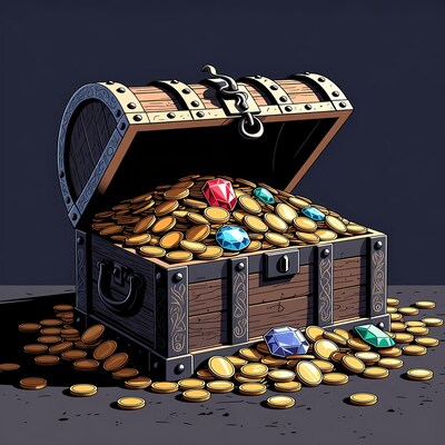 Open Treasure Chest with Gold Coins