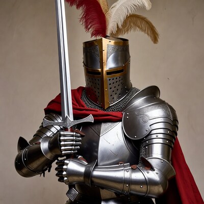 Medieval Knight Holding Sword