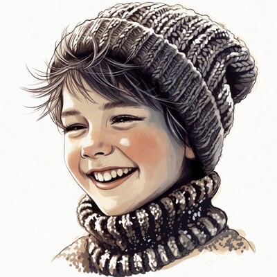 Boy smiling in knit beanie hat