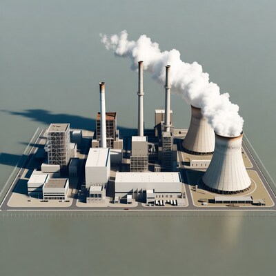 Industrial Power Plant with Cooling Towers