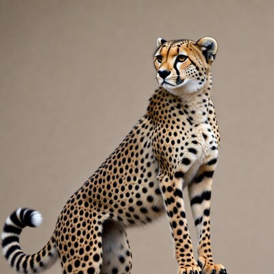 Cheetah standing on beige background
