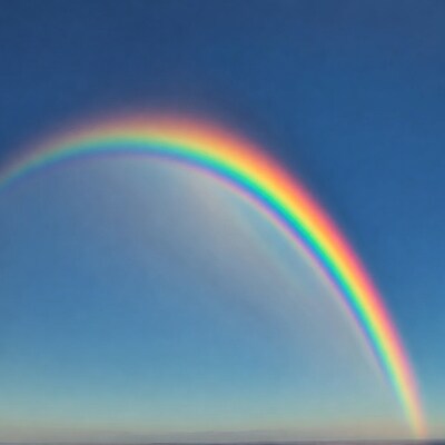 Vibrant Rainbow in Blue Sky