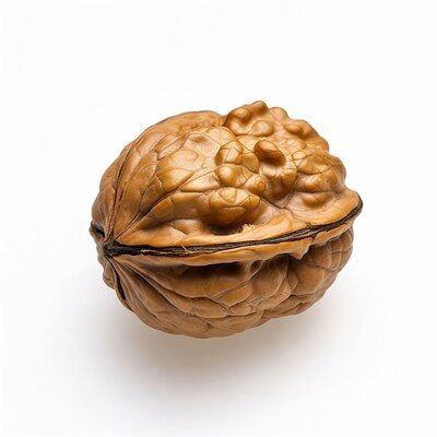 Whole Walnut on White Background