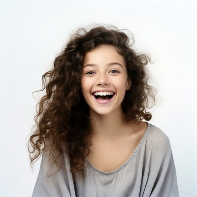 Smiling woman with curly hair