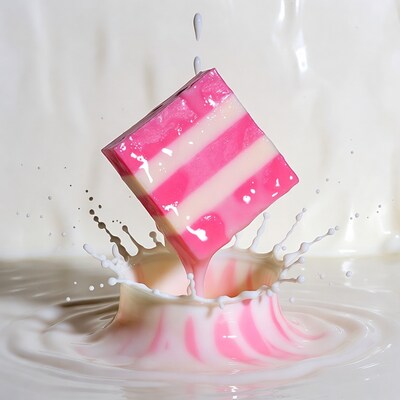 Pink Striped Soap in Milk Splash
