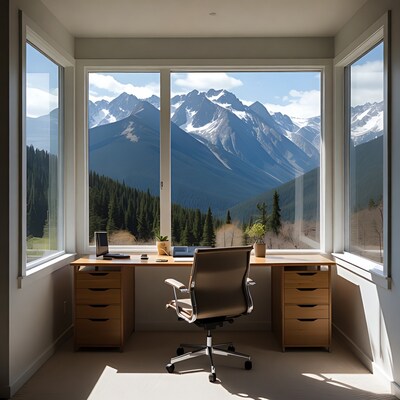 Desk with mountain view