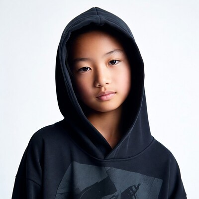 Asian girl in black hoodie