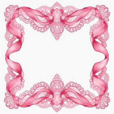Pink Lace Ribbon Border Frame