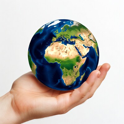 Hand holding Earth globe