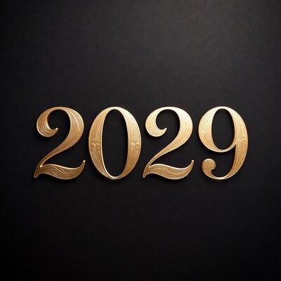 Golden 2029 on Black Background