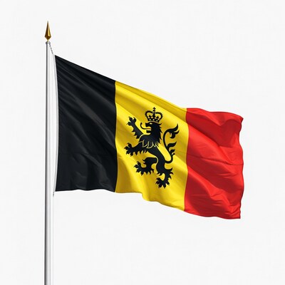Belgium Flag Waving on Pole