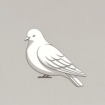White dove illustration on gray background