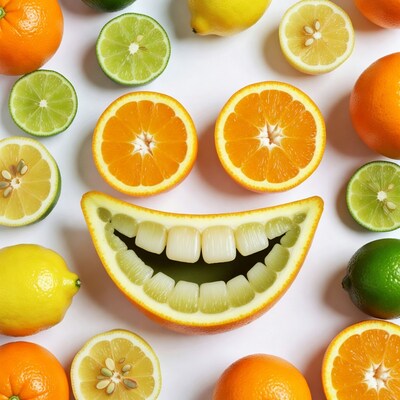 Smiling Orange Face with Lemons Limes