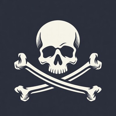 White Skull and Crossbones on Navy Background