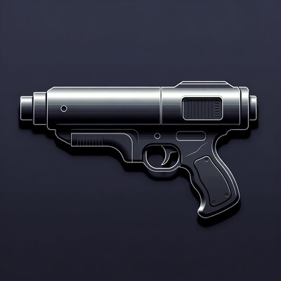 Silver futuristic blaster pistol