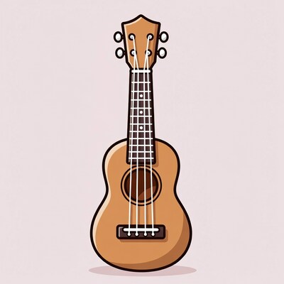 Cartoon Ukulele on Pink Background