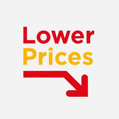 Lower Prices Red Down Arrow