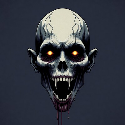 Vampire Skull with Glowing Eyes