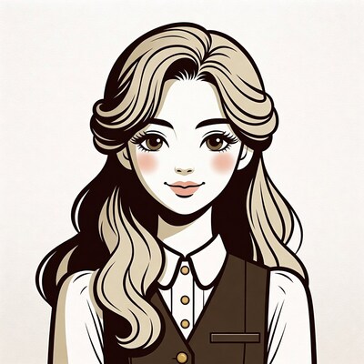 Blonde woman in vest illustration