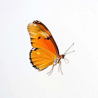 Orange Butterfly on White Background