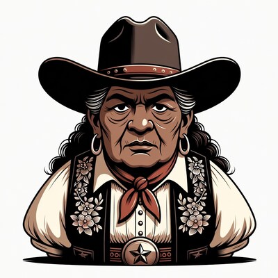 Indigenous Cowboy Portrait Illustration
