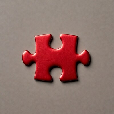 Red puzzle piece on gray background