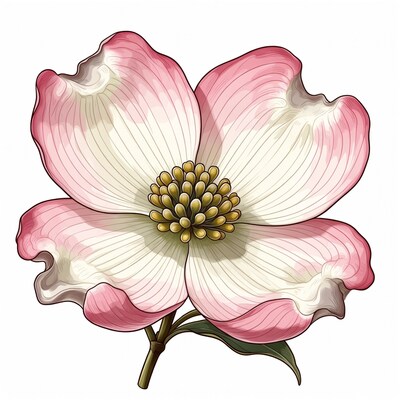 Pink Dogwood Flower Illustration
