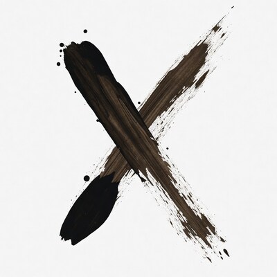 Crossed Black Paint Brush Strokes
