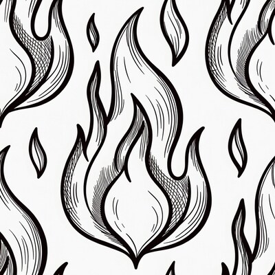 Hand-Drawn Flame Seamless Pattern