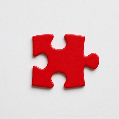 Red puzzle piece on white