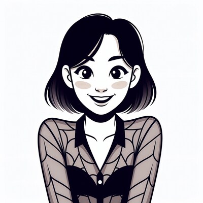 Smiling Asian woman illustration