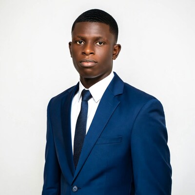African man in navy blue suit