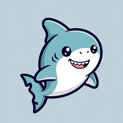 Cute cartoon shark smiling