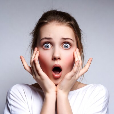 Woman with shocked expression