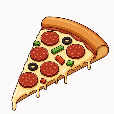 Pizza Slice with Pepperoni and Toppings