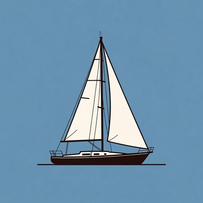 Sailboat on blue background