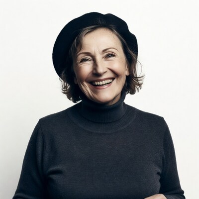 Smiling woman in black beret