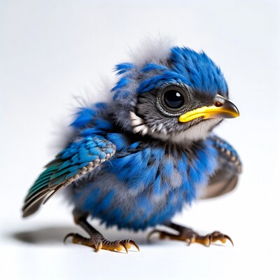Fluffy blue baby bird